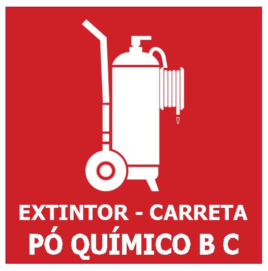 E11BC - Tamanho: 100x220mm - Extintor de incêndio tipo carreta - Pó Químico  BC