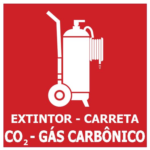 E11GC - Tamanho: 100x220mm - Extintor de incêndio tipo carreta - Gás Carbônico