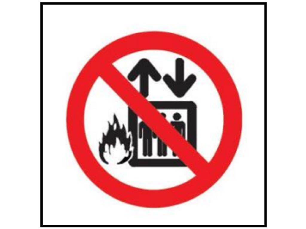 P4 -  Tamanho: 150x150mm - Proibido utilizar o elevador em caso de incêndio