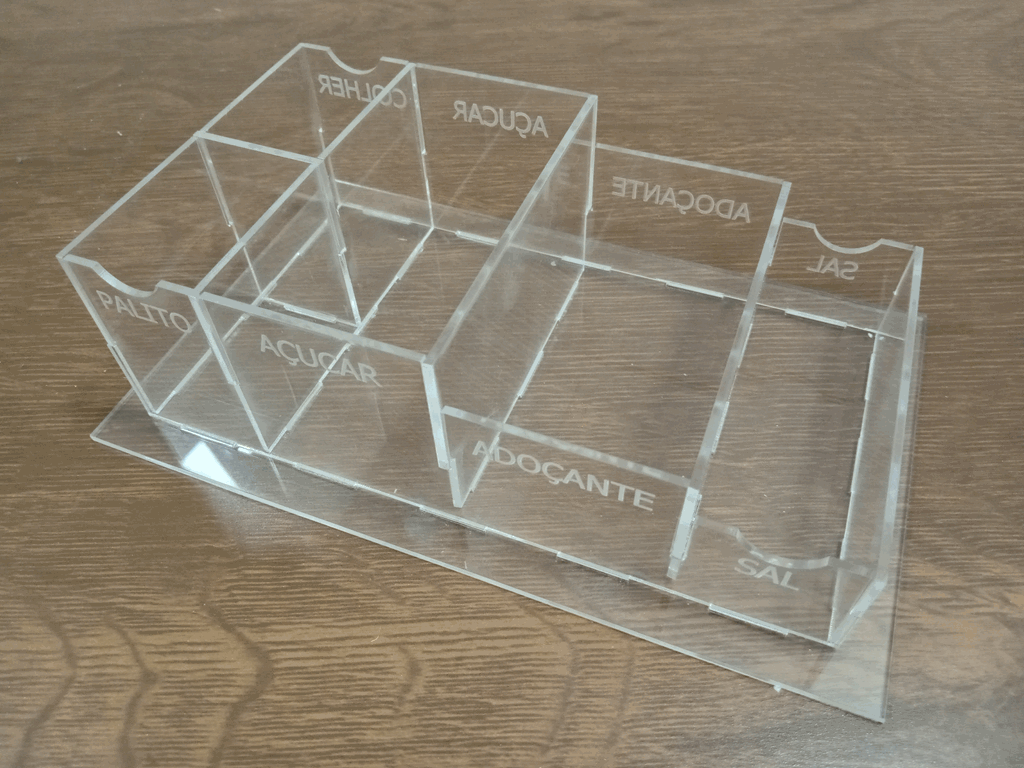 Porta Sachê - Sal, Adoçante, Açúcar, Colher, Palito