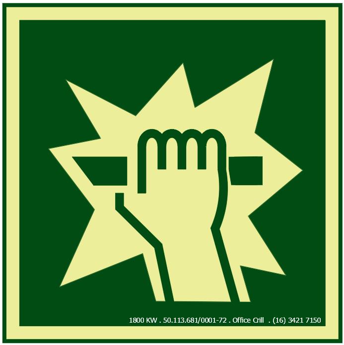 S21 - Tamanho: 150x150mm - Abertura de porta corta-fogo Aperte e empurre